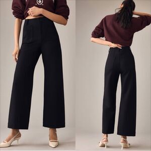 Anthropologie Maeve The Colette Ponte Crop Wide Leg Pants Size 25 Black